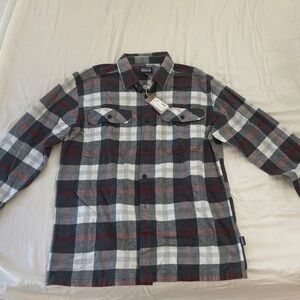 Patagonia Red Gray Black Plaid Organic Cotton Shirt - Classic Collar